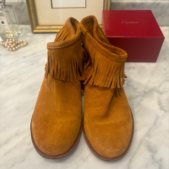 Zara Girls Brown Suede Boots with Fringe Size 36/US 6 - Picture 11 of 15